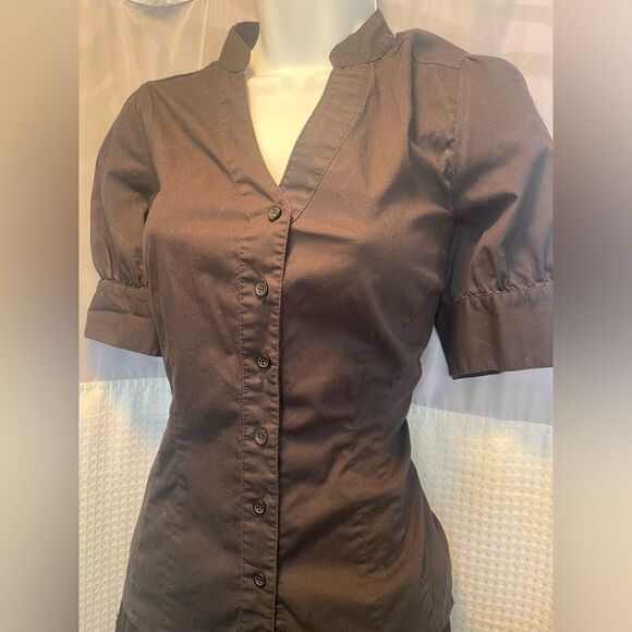 AB Studio Vintage Style Button down top Corporate Goth - Picture 5 of 8